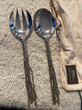 Michael Aram Silver Tassel-Handled Salad Servers - Silver